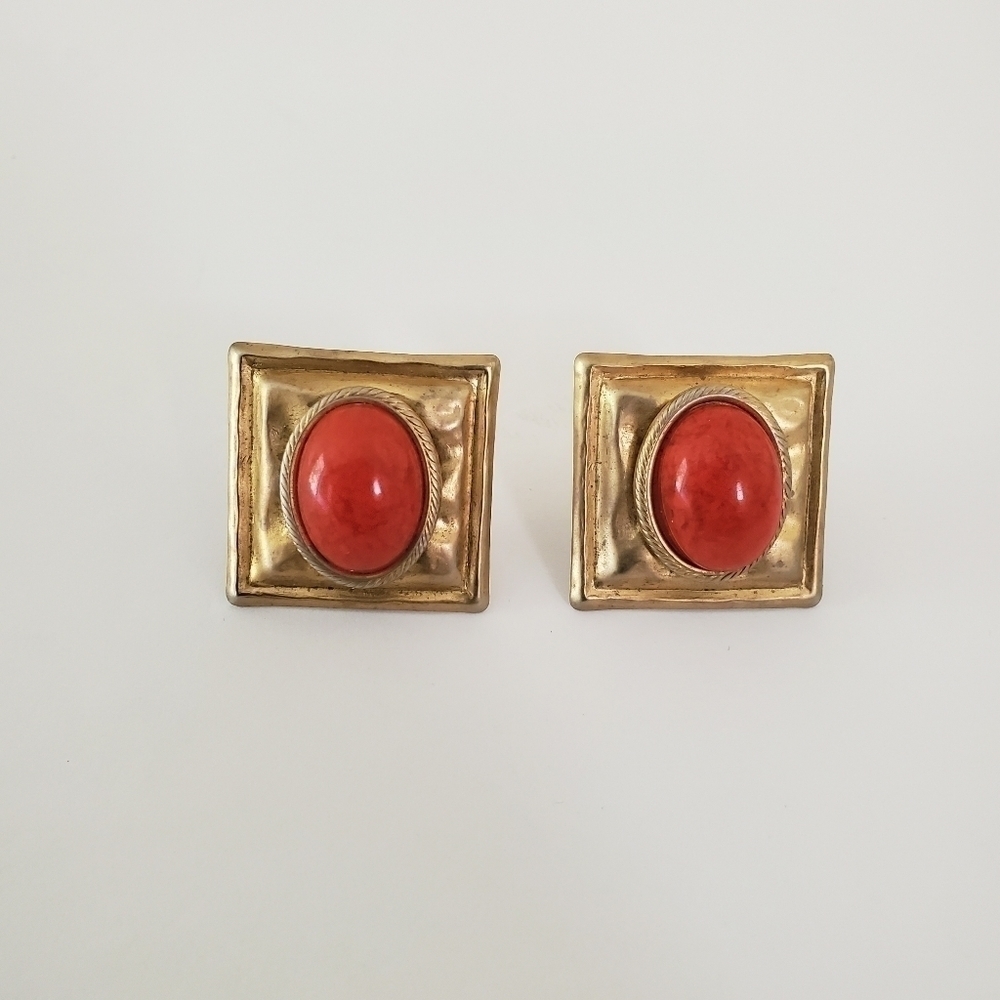 Vintage Signed Simon Chang Clip On Earrings